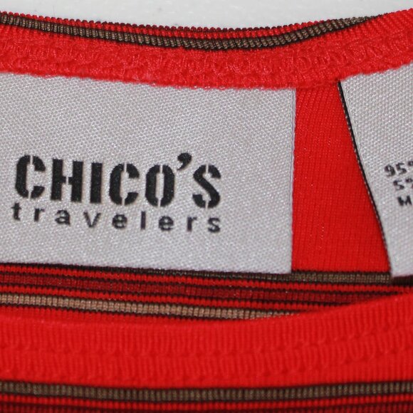 #311 Chico's Travelers Red Striped Dressy Tank Size 3 (16) - Picture 8 of 10